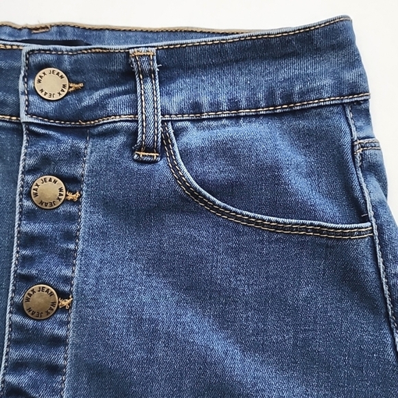 ⭐️3/ $30⭐️ Wax Jean Los Angeles California Blue Denim Jean Mini Skirt Size S - Picture 3 of 15